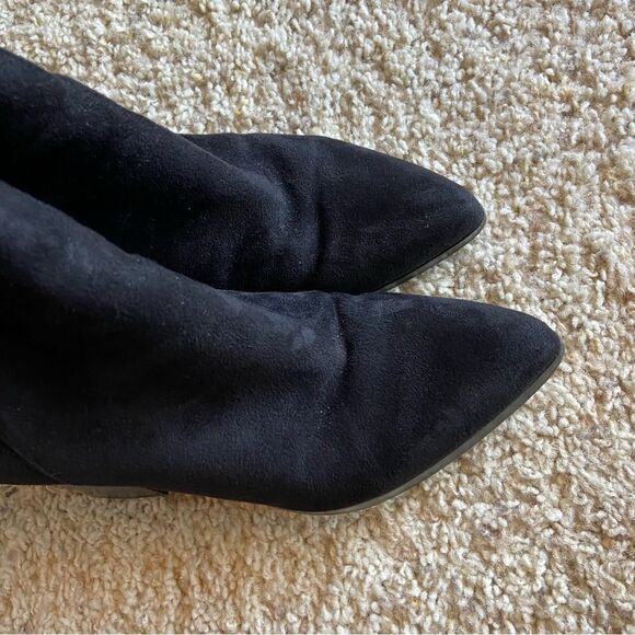 Marc Fisher Lablina Black Suede Heeled Boots  Size 7 - Picture 8 of 9